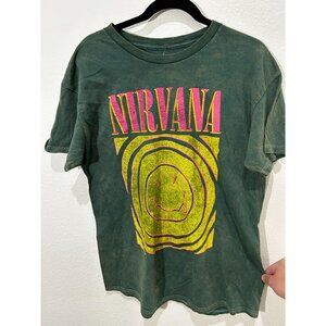NEW Nirvana Comic Book Style Smiley Tee, Green L